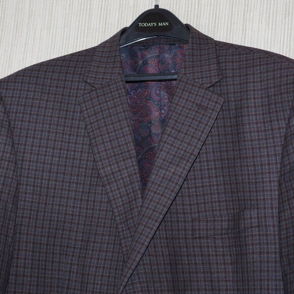 Ralph by Ralph Lauren Wool Blend Checked Brown Blue Men...